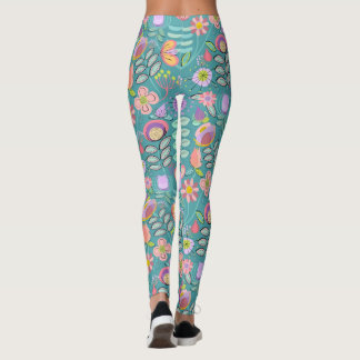 Legging Floral Verde de Meados do Século