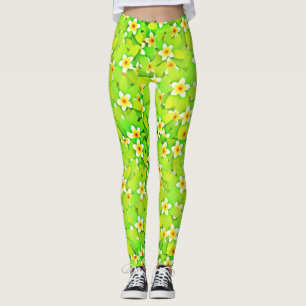 Legging Floral Verde Deixa Flores Amarelas Padrão-61717