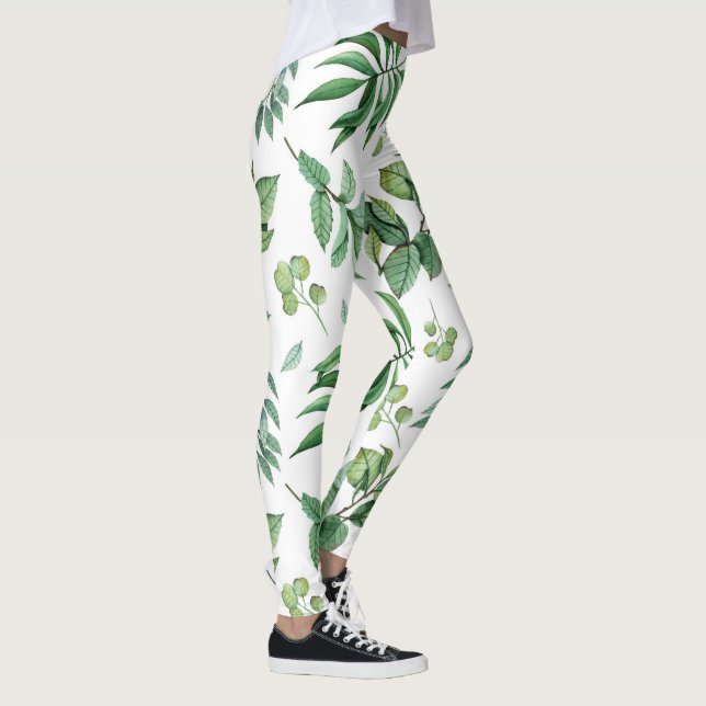 Legging floral verde folhas naturais moda feminina (Direita)