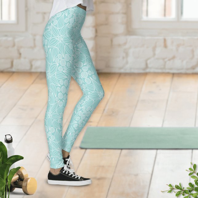 Legging Floral Verde-Mint-Mint-Teal-Elegante (Criador carregado)
