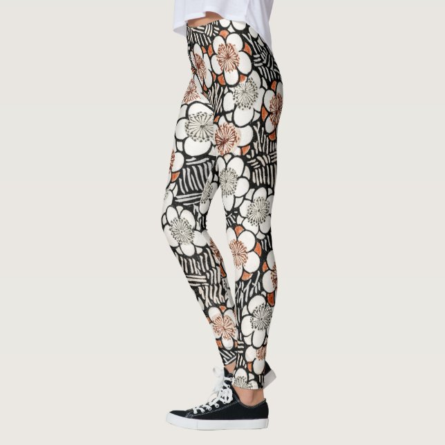 Legging Floral Vermelho e Preto Japonês (Esquerda)