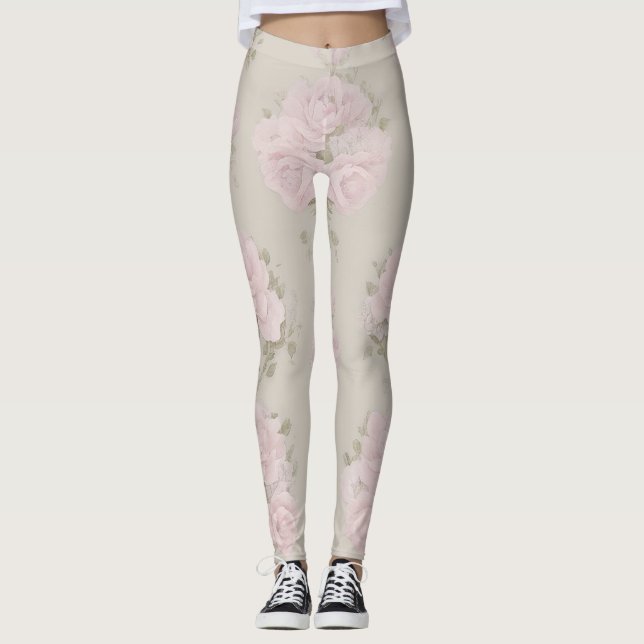Legging Floreado Rosa y Verde Agua (Frente)