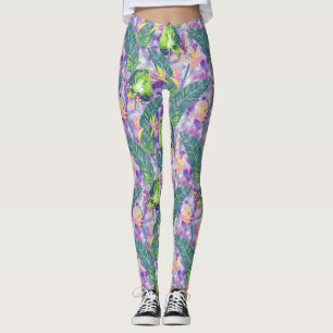 Legging Florença tropical, Botânica, lilás, verde, rosa, f