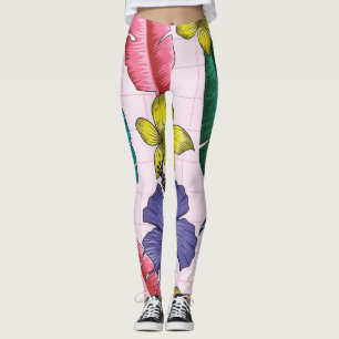 Legging Florença tropical: padrão de folhas sem costura