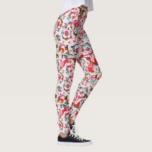 LEGGING FLORENTINA RENAISSÂNCIA, PEDAÇOS FLORAIS VERMELHOS