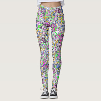 Legging Flores abstrato bonitas e coloridas
