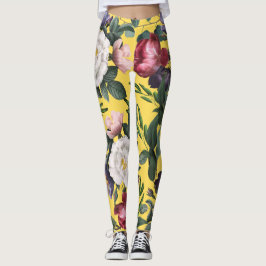 Legging Flores alegres e bonitas de verão boho amarelo bri