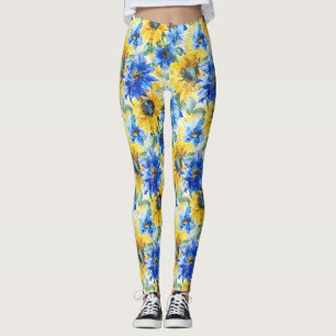 Legging Flores Amarelas Azuis