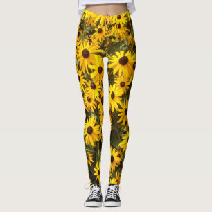 Legging Flores amarelas de Coneflower por todo o lado em