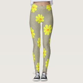 Legging Flores amarelas de primavera em um fundo cinza abs