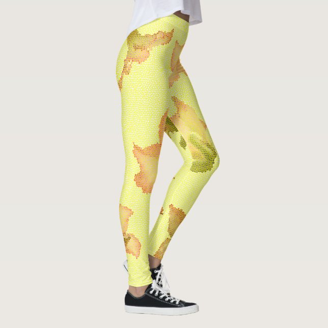 Legging Flores Amarelas Estilizadas Rosa Floral (Direita)