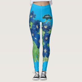 Legging flores azuis