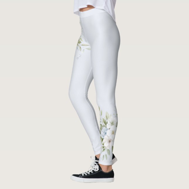 Legging Flores Azuis Céu Pálido (Esquerda)