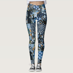 Legging Flores Azuis De Cordas: Tecido Invisível.