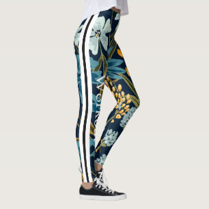 Legging Flores azuis de Marinho Elegante para exercício