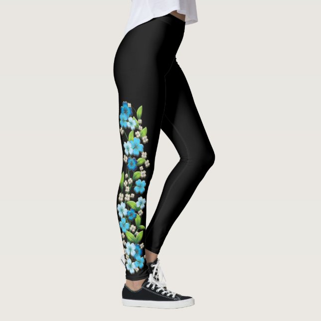 Legging Flores azuis e brancas em caneleiras da videira (Direita)