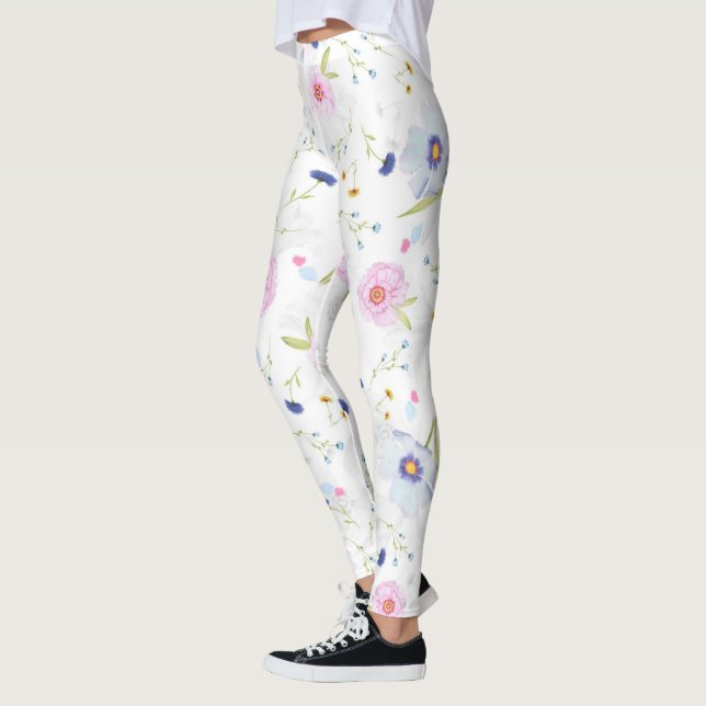 Legging Flores Azuis E Rosa Claras (Esquerda)