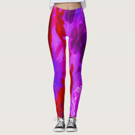 Legging Flores bonito de Phlox Roxo e Jardim Vermelho