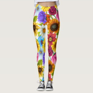 Legging Flores Botânicas Coloridas Grande Negrito