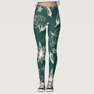 Legging Flores Brancas Brancas Russas Flores Selvagens Bri