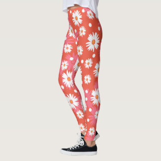 Legging Flores brancas - campo laranja