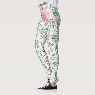 Legging Flores Brancas Elegantes Flores de Aquarela Floral