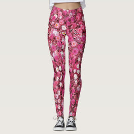 Legging flores brancas vermelhas