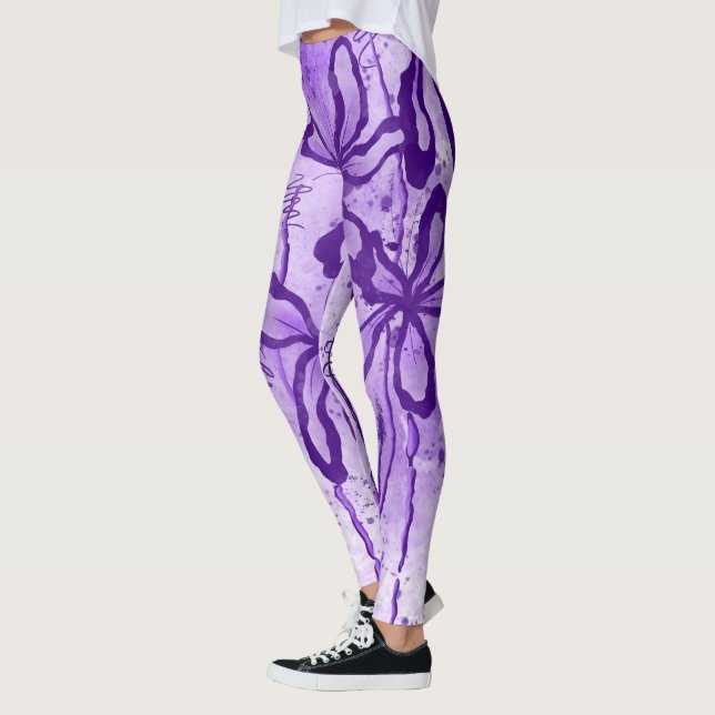 Legging Flores com abstrato púrpura (Esquerda)