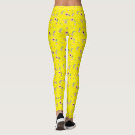 Legging Flores cor-de-rosa amarelas