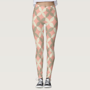 Legging flores cor-de-rosa e folhas cinzas estampadas
