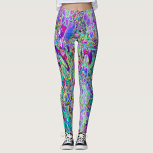 Legging Flores Cor-de-rosa e Roxas Abstratas Psicodélicas