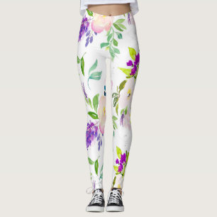 Legging Flores de Aquarela de Densidade Peonies e Wister