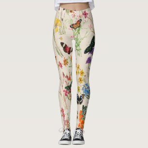 Legging Flores de Aquarela e Borboletas Jardim Floral