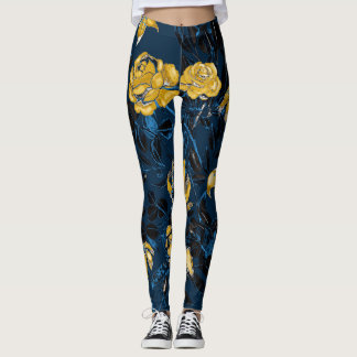 Legging Flores de Aquarela Folhas: Padrão de Vintage