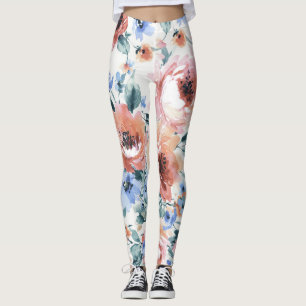 Legging Flores de aquarela, ilustração uniforme de padrões