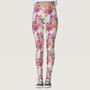 Legging Flores de aquarela rosa, vermelha. guardanapos