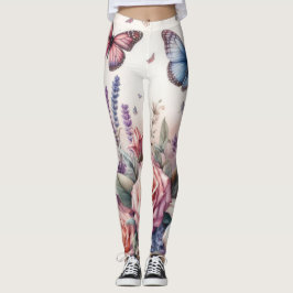 Legging Flores de aquarelas e conchas marinhas na praia