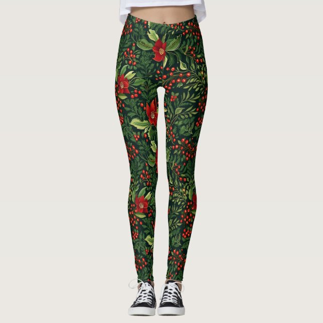 Legging Flores de Berries de Natal (Frente)
