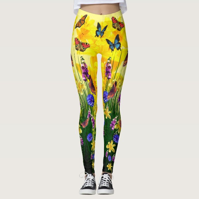 Legging Flores de Borboleta em Springtime (Frente)