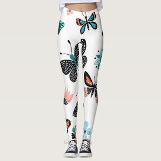 Legging Flores de Borboletas: Coleção Desenhada Mão