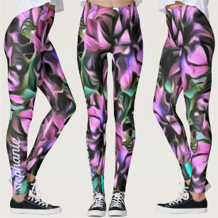 Legging Flores De Casca De Milho Rosa Púrpura 2190
