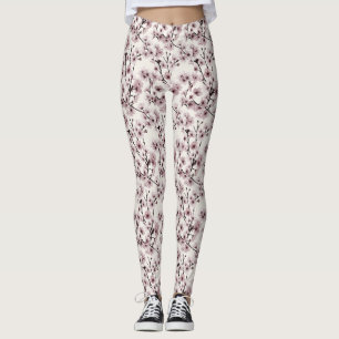 Legging Flores de Cerejeira em Marfim — Delicadas e Contem