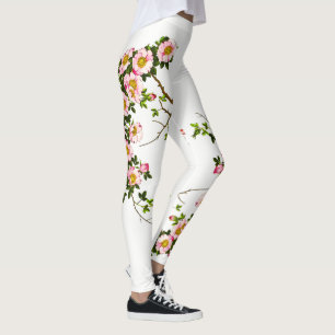 Legging Flores de cerejeira japonesas, rosa e ouro do