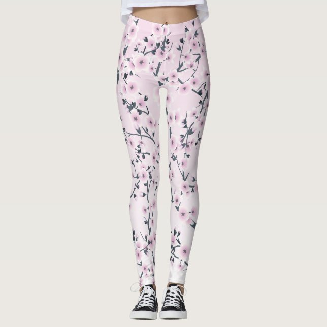 Legging Flores de Cerejeira Rosa (Frente)