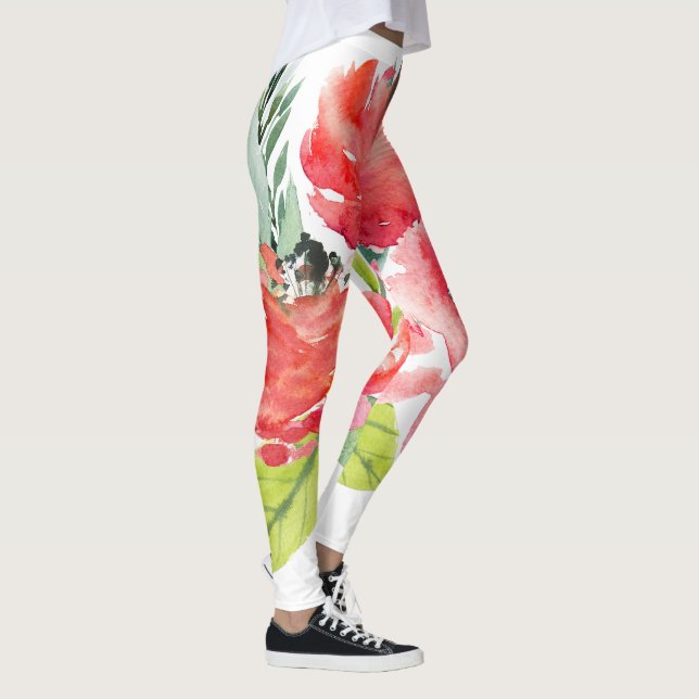 Legging Flores De Cores Aquáticas Cónicas (Direita)