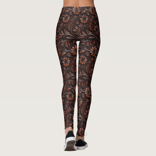 Legging Flores De Couro Castanho-De-Couro-Castanho-Sudoest (Verso)