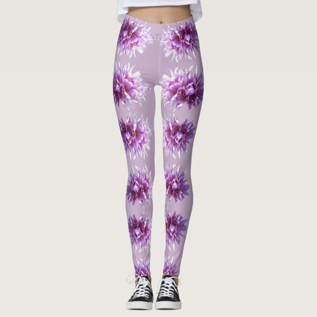 Legging Flores de Crocus Rosa Brilhantes (Frente)