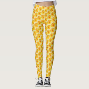 Legging Flores de dália amarela e vermelha no Verão