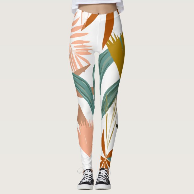 Legging Flores de Folhas Tropicais (Frente)