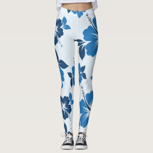 Legging Flores de Hibisco Azul